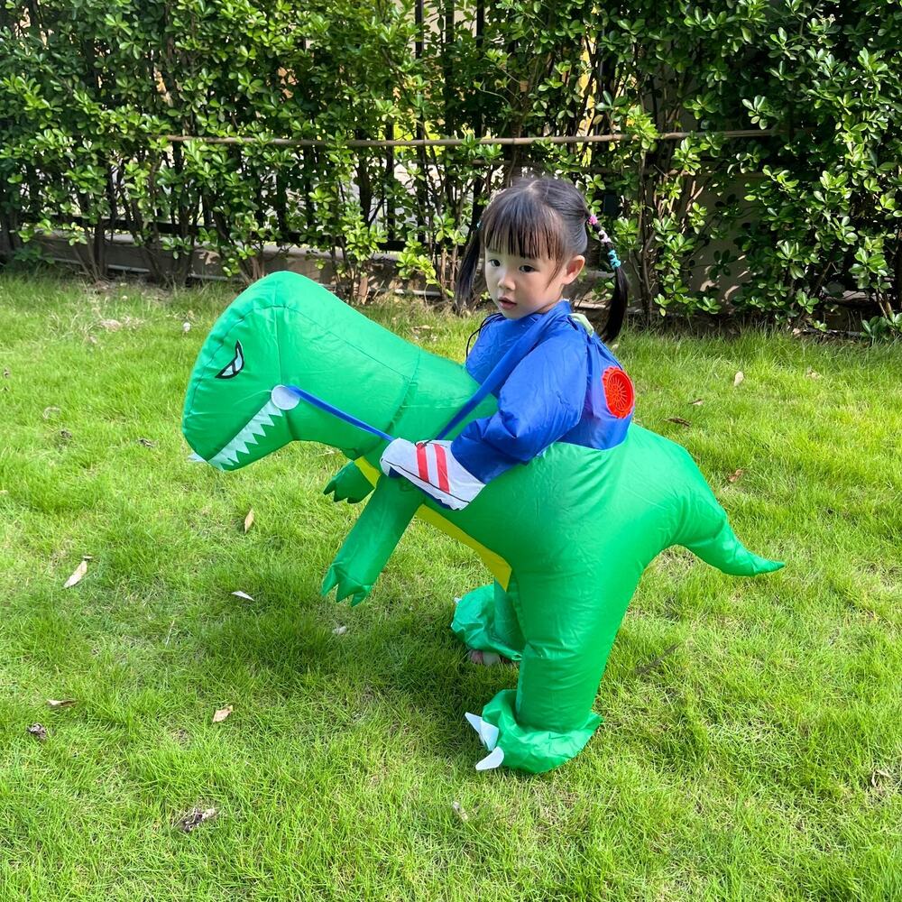 Kid's Inflatable T Rex Costume Funny Blow Up Ride On Dinosaur Suit Halloween